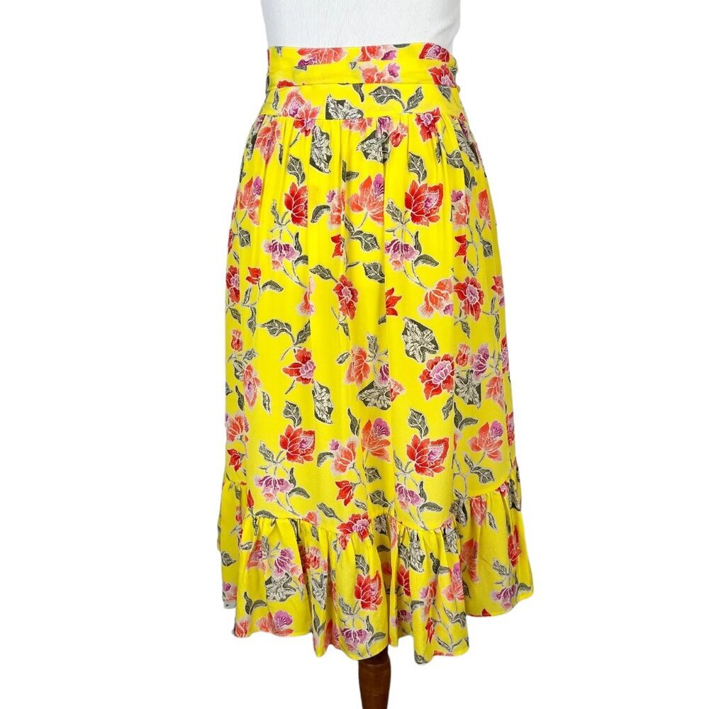 Joie Floral Print Midi Hi Lo Ruffle Skirt Womens XS / 2 - Picture 4 of 12